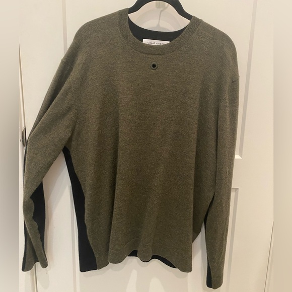Craig Green Men’s XL cashmere sweater, olive green front, black back, worn once - Picture 1 of 8